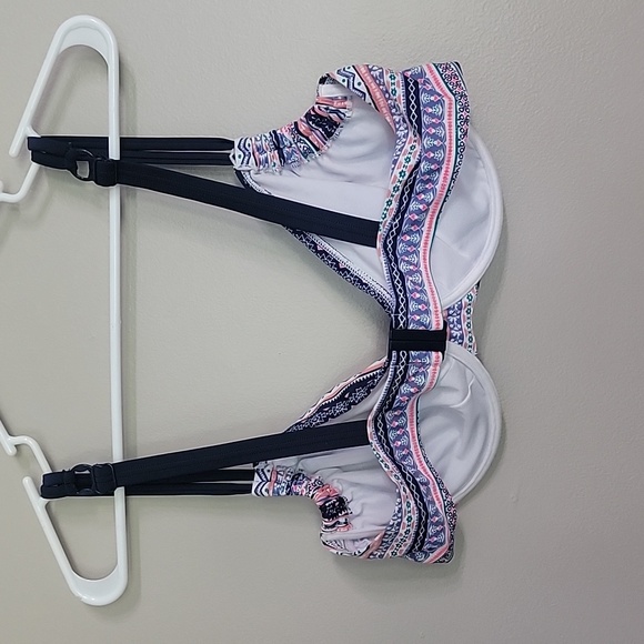 S Oliver Blue Pink Green White Mix Kini Bikini Swimsuit Top Size EUR 44E / US L - Picture 5 of 6